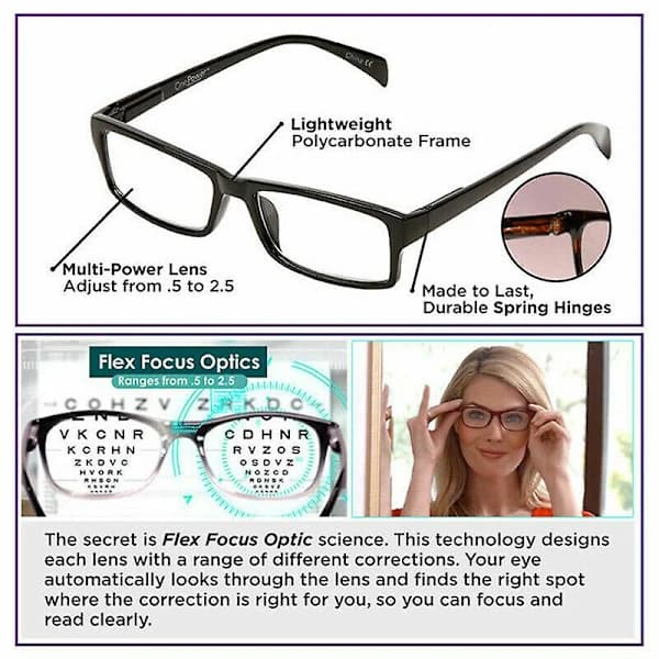 One Power Autofocus-lukulasit ikänäköön säädettävät 0.5-2.5 Unisex