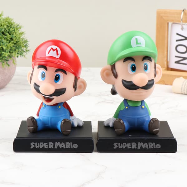 IC Bros Luigi Cartoon Spring Model Toy Anime Figur Desktop Decora Grön