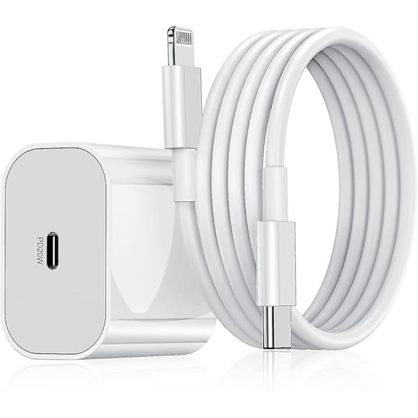 iPhone snabbladdare USB-C strömadapter 20W + 2m Kabel Vit (1st Laddare & 1st 2m laddningskabel)
