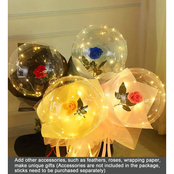 IC LED-ballonger 10 kpl, ljusballonger 20 tum klara heliumboboballonger, glödbubblaballonger med ljusslingor för alla hjärtans dag