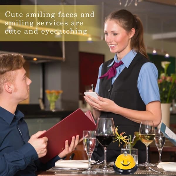2 Pieces Desk Service Bell, Reception Bell, Smiling Reception Bell, Bells for Reception Areas,