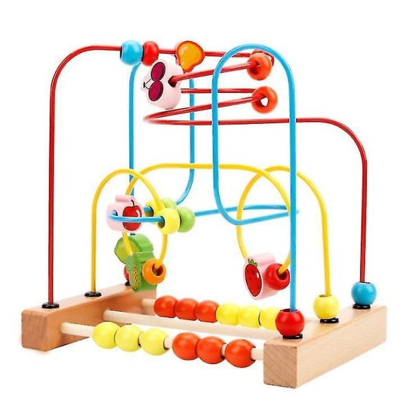IC Bead Maze-leksak för småbarn, färgglada berg-och-dalbana i trä för barn (storlek 2)