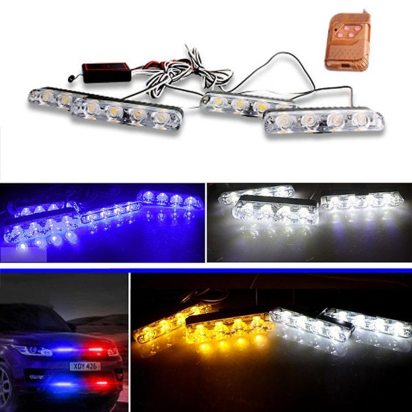 Bil Front Galler Nödblixt Varningsljus Led Strobe Lampa 3 Läge För Polis Blå none