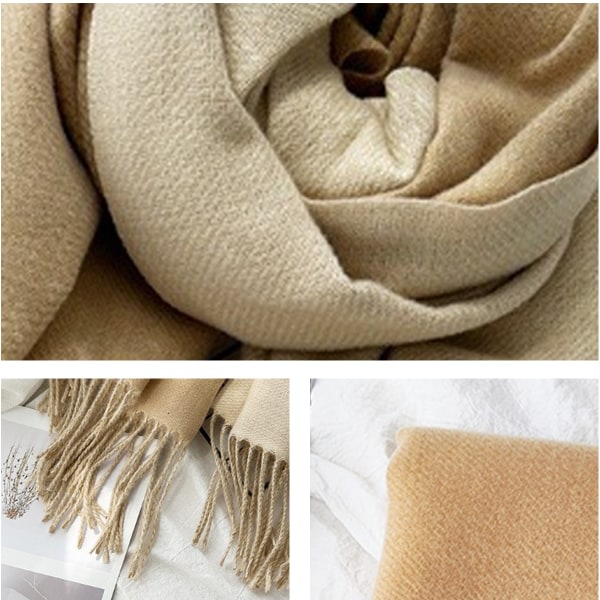 IC 1 dubbelsidig tvåfärgad tofs halsduk scarf kvinnlig höst och brun