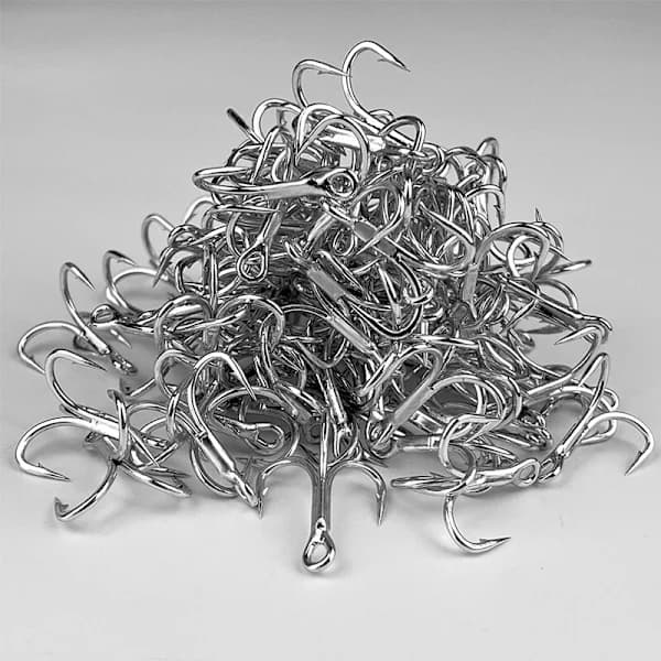 4x-Strong Treble Fishing Hooks Size 4#-5/0 Sharp Round Bend for Lures 20pcs 4# 20pcs 4#