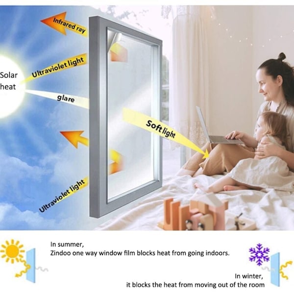 Integritetsskyddsfilm för Fönster Enkelriktad Spegelfilm Anti Värme Anti UV Integritetsskydd för Fönster Kontor Hem Butik 40×300CM