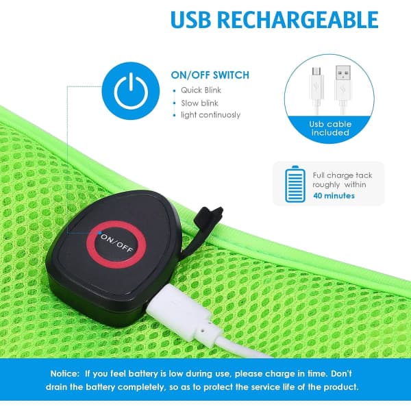 IC LED Hundsele AMIR Medium No Pull No Choke Husdyrselet USB Oppladbart 3 lysmoduser Justerbar Pustende, Hals: 15,7-21,6\", M Størrelse