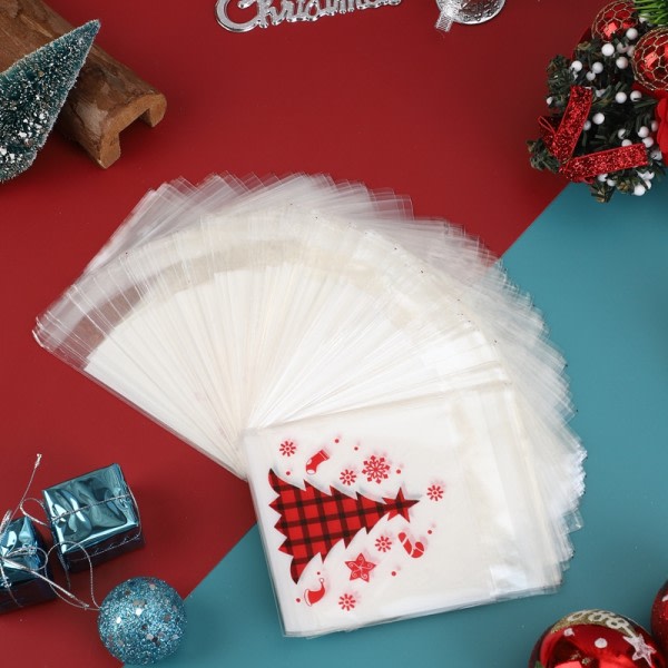 IC 100 st ChristmasTree Snowflake Crisp Candy Ziplock Sticky Bags