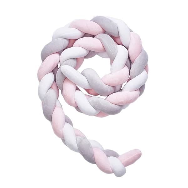 IC Sprinkelseng Bumper, Baby Bumper Sprinkelseng Bumper Vevkantbeskyttelse Grå/hvit/rosa