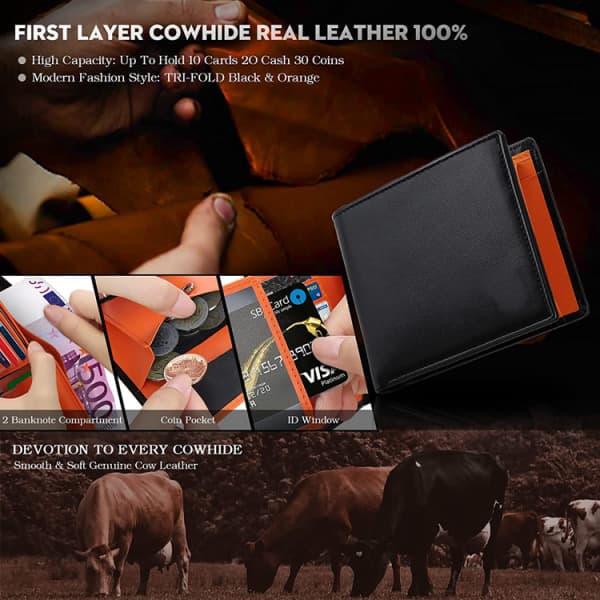 IC Löst Blad Tri-Fold Läderplånbok RFID Business Multi-Card Myntväska Mode Herrplånbok