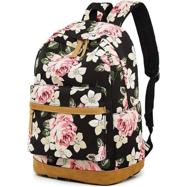 IC Skolryggsäck flicka tonåring, skolväska blomma ryggsäck