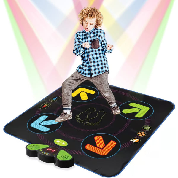 Dansmatte for barn 4-8 år Dansmatte Leksak med 3 spillmoduser (95x95 cm)