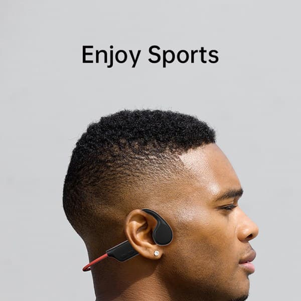 Benledningshørebøffer Trådløse Bluetooth MP3-afspiller Sort med rød