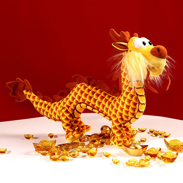 IC 40CM 2024 Kinesiska Nyåret Draken Maskot Plyschleksakspresent F Gul