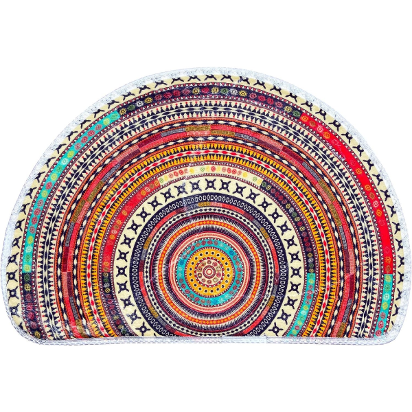 IC Puolipyöreä boheemi kylpyhuoneen matto, erittäin pehmeä ja vedenimevä kylpyhuoneen matto, Boho Mandala -matto, konepesu/kuivaus, 30x 20 tuumaa