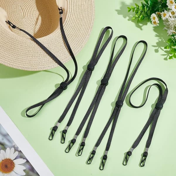 12-pack elastiska hattremmar, 34 cm hattlina, hattklämmor, justerbara hattband, hakremmar för hattar