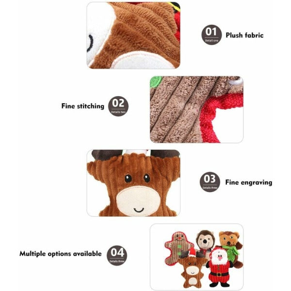 Julplyslegetøj til kæledyr fra IC Annan, søde juleserier, bidresistent tyggelegetøj til små og mellemstore hunde, model: Rådyr