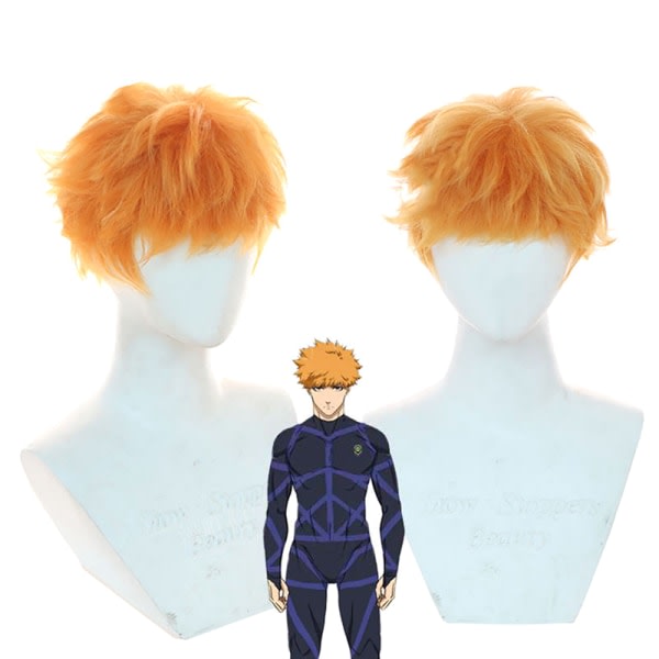 IC Anime Blue Lock Rensuke Kunigami Cosplay Peruk Kort orange hår