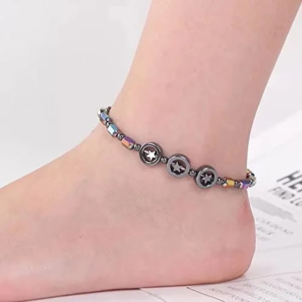 IC 2-Pack Anti-Angst Magnetic Anklet Obsidian Chakra Anklet