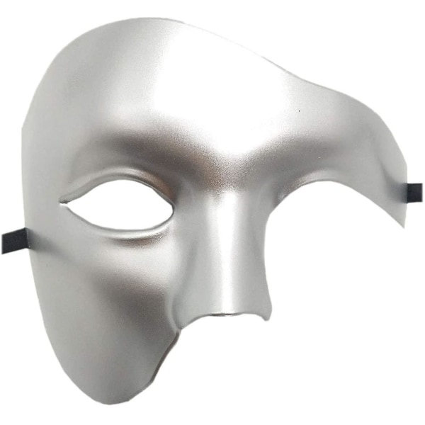 IC Halv ansiktsmask, Maskerad Mask Retro Fantomen på Operan Ett Öga Halv Ansikte Kostym (silver)