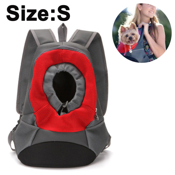 IC Husdjursbärare Ryggsäck, Hund Katt Front Pack med andningsbar Head Out Design för små medelstora hundar för resevandring utomhus-röd-liten