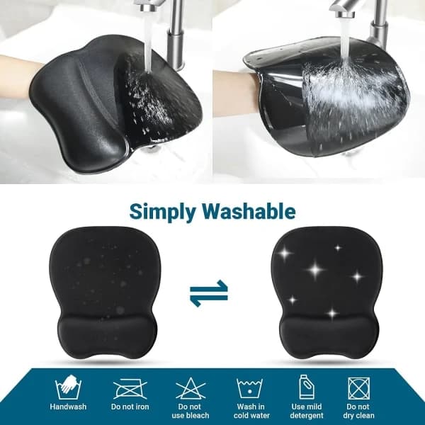 Mouse Pad with Gel Wrist Rest, Ergonomic Mouse Pad Size L 250x210mm - Washable Microfiber Surface - Non-Slip Sticky Silicone Base - for Gaming