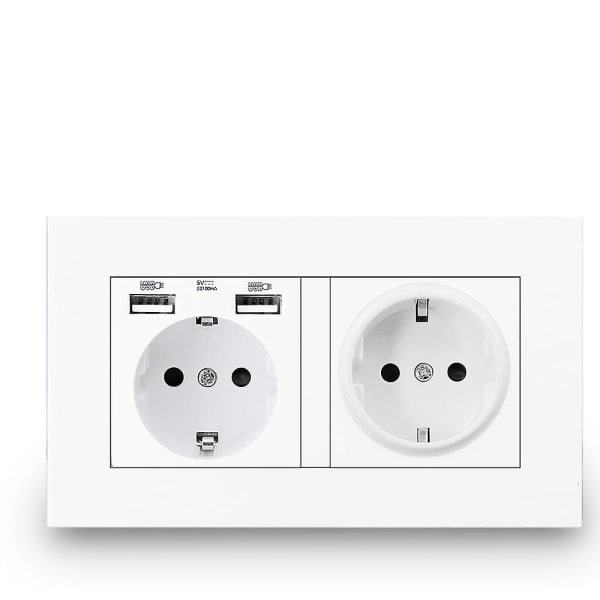 IC CNE 16a USB strøm - dobbel ram vegguttak