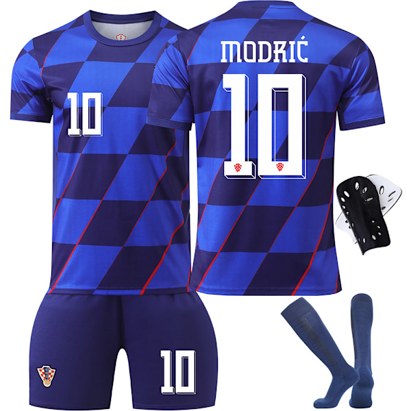 Kroatien fotbollströja hemma 2024 nummer 10 Modric EM-tröja set för män och barn, version för gränshandel #XS