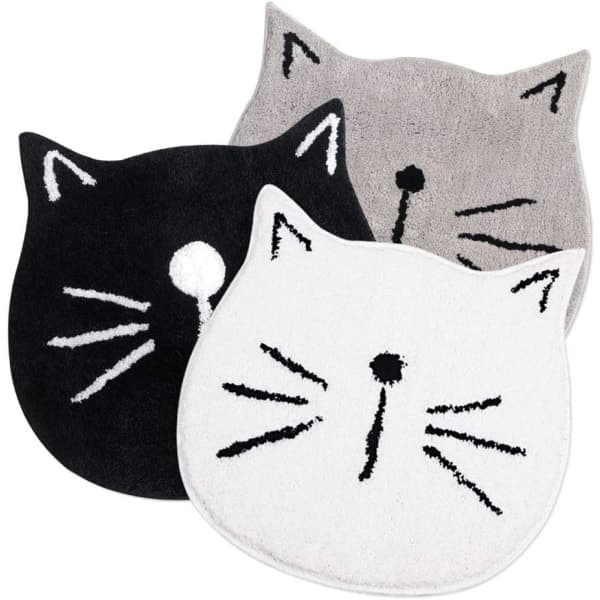 IC Cat Slitstarka badeværelsesmåtter, skridsikker absorberende Superbløde fluffy gulvmåtter Maskinvaskbar måtte (24\" x 24\", sort)