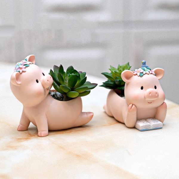 IC e Djurgrisformad miniblomkruka Resin Succulent er prydnad B