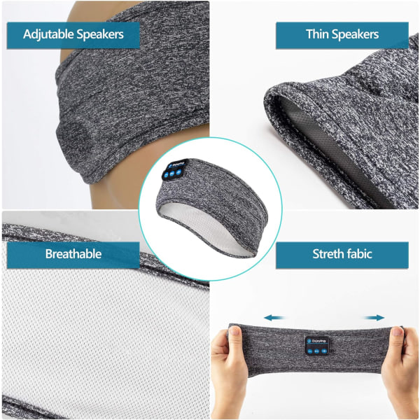 Hörlurar för sömnhörlurar, V5.0 Sports Headband-hörlurar med ultratunna HD-stereohögtalare