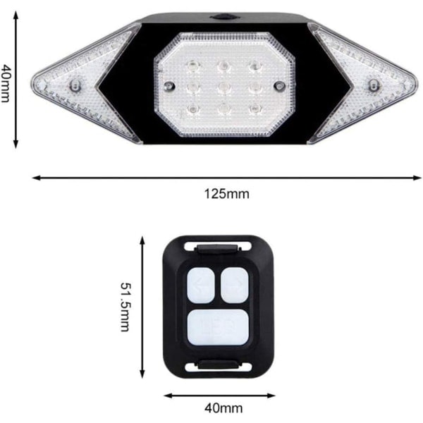 IC Bakre cykelljus, trådlös kontroll Stadig/blixt 39 LED