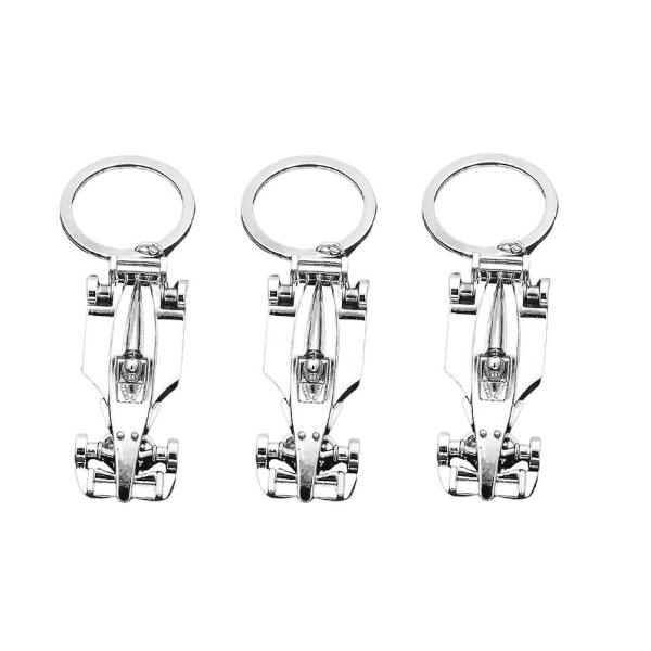 3 stk metal nøglering Formel 1 racerbil charme F1 Racing gaver Sjove nøgleringe (6.3 * 2.4cm, Sølv) IC