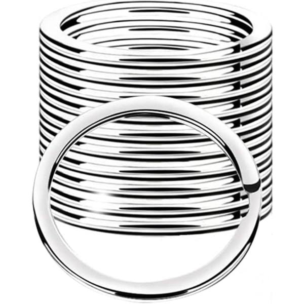 10 stk 32 mm rustfrit stål metal flad delt nøglering cirkulær nøglering Hoops Nøglering Loop Nøglering Connector IC