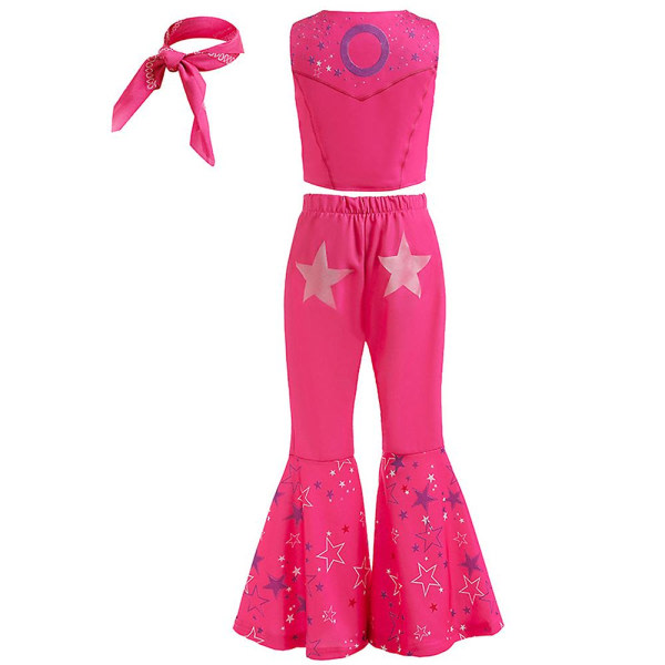 Barbie Barn Flickor Halloween Cosplay Kostym Rosa Väst Långbyxor Med Halsduk antrekkssett 6-7 år