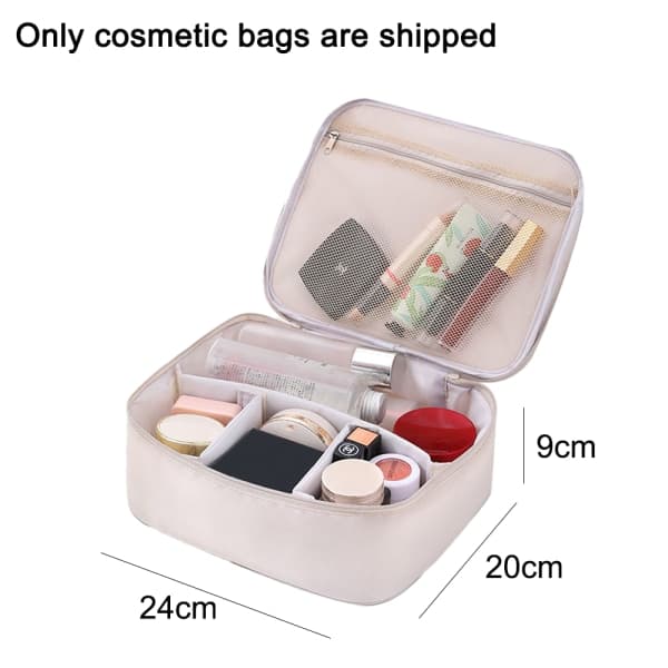 IC Makeuptaske med justerbare skillevægge, makeuptaske til piger beige