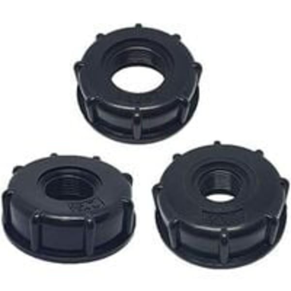 IC 3-pack IBC-tanktillbehör, invändig gänga, 1\" 3/4\" 1/2\" IBC-adapter flat