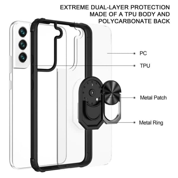 IC Samsung Galaxy S23 Deksel Armor Ring Hybrid Svart/Sølv