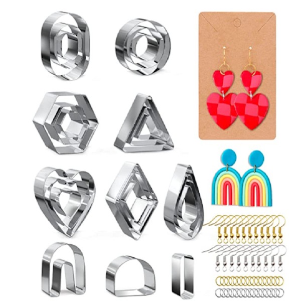 DIY ler øreringe smykker øreringe fremstilling farvet ler tilbehør med opbevaringspose bagside pap 27-piece set A