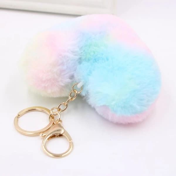 Fluffy Heart Shaped Keychain Key Chain Ring Keyring Ladies Bag Car Charm A A