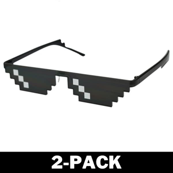 Black Thug Life Glasses Meme Sunglasses Pixel 16bit Black 1-Pack 1-Pack 1-Pack