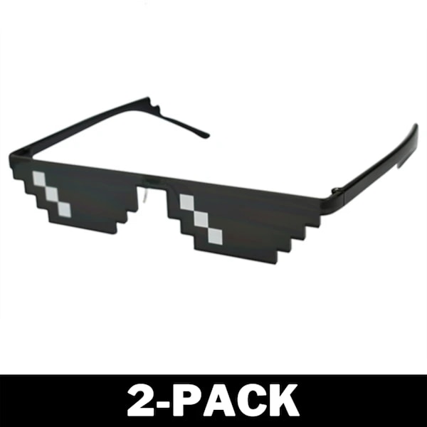 Sorte Thug Life Briller Meme Solbriller Pixel 16bit Sort 1-pak 1-pak 1-Pack