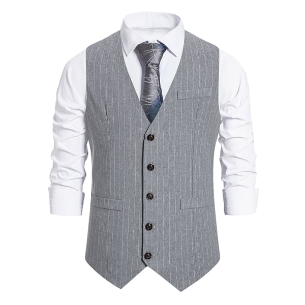 Formell vest for menn Slim Fit formell klesvest Business vest Grå S