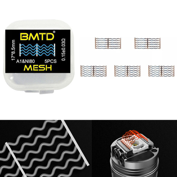 IC 5 Styck 17*8,5 mm Meshwork Spole Clapton Ni80 + A1 Värme Mesh Coil