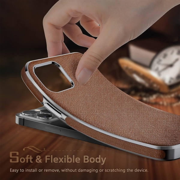 IC Designat för iPhone 13 Pro Max Skal, Premium Business Slim Classic Cover Mjukt Grepp - Brun