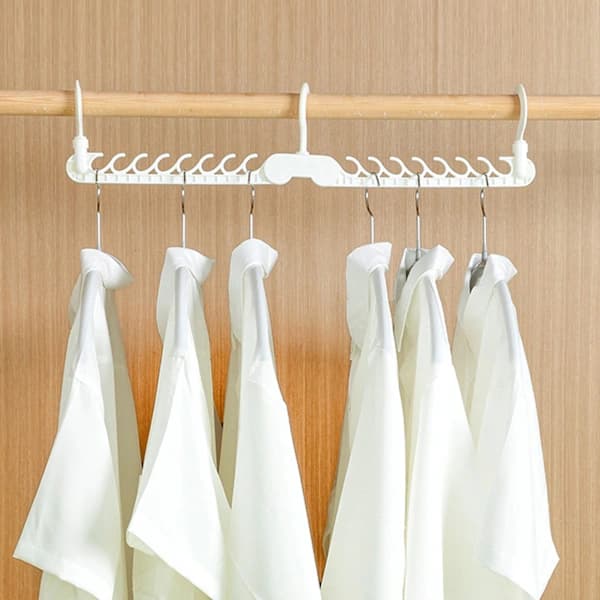 Foldable Clothes Hanger with Multi Wet and Dry, Dual Function, Anti-Drip Hanger for Wardrobes, Home, White White White