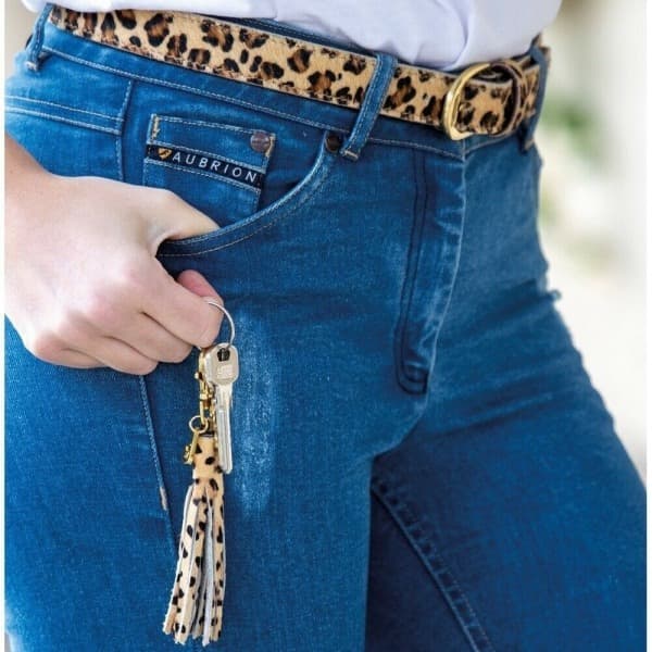 Aubrion Leopard Print Læder Tassel Nøglering One Size Brun