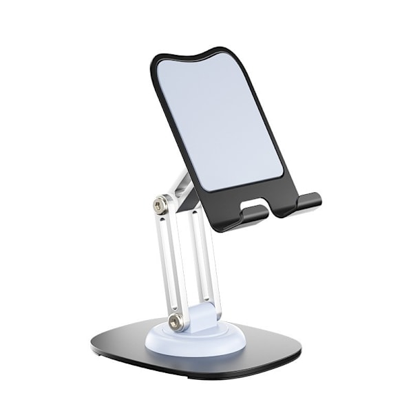Multifunktionell mobiltelefonhållare skrivbord metall treaxlig roterande hopfällbar lyftställ aluminiumlegering mobiltelefonhållare white