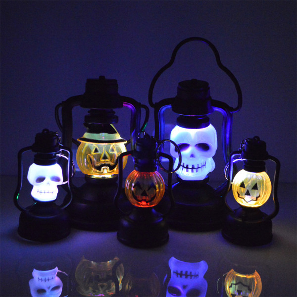 IC 2 stk LED lysende Halloween græskar og kranie lanterne lys Medium: Græskar + Kranie