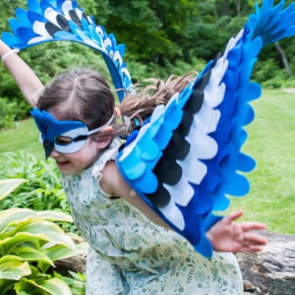 Ugglapåfågelvingar Fågelkostym med mask Fest Cosplaydräkt för barn color9